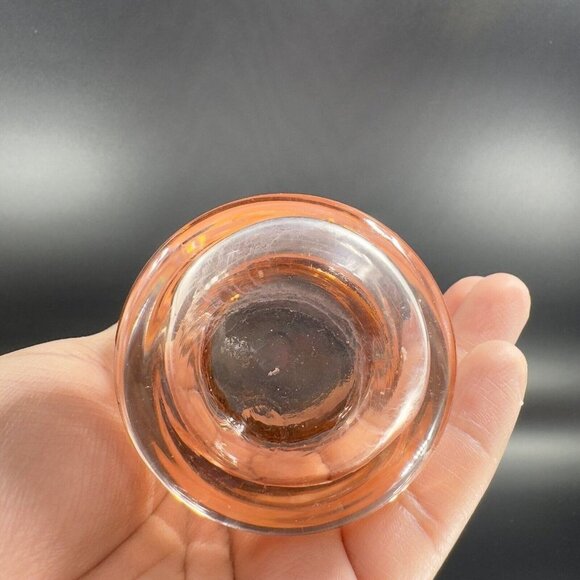 1950s Peachy Pink Tumbler Drinking Glasses Set 2 Thick Heavy Glass Cups Mugs VTG - Picture 5 of 15